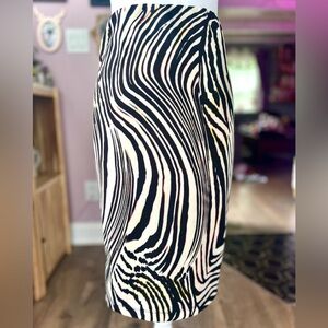 Betsey Johnson Black and White Zebra Print Pencil Skirt